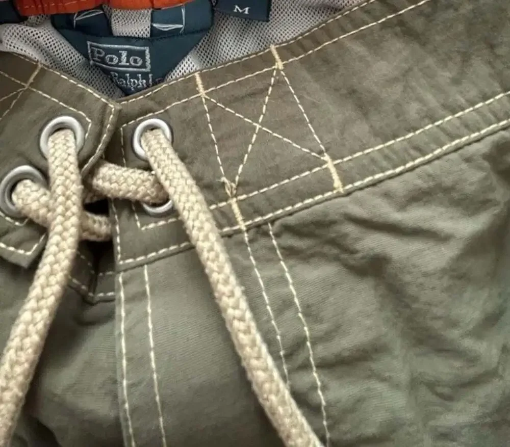 Polo Ralph Lauren Vintage Cargo Swim Trunks Olive Green Size Medium